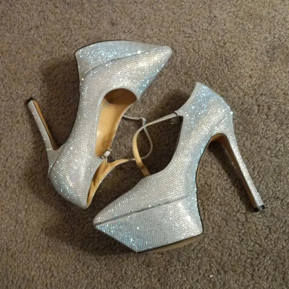 New FELIZ RHINESTONE EMBELLISHED PLATFORM STILETTO, size 10 - Picture 2 of 12